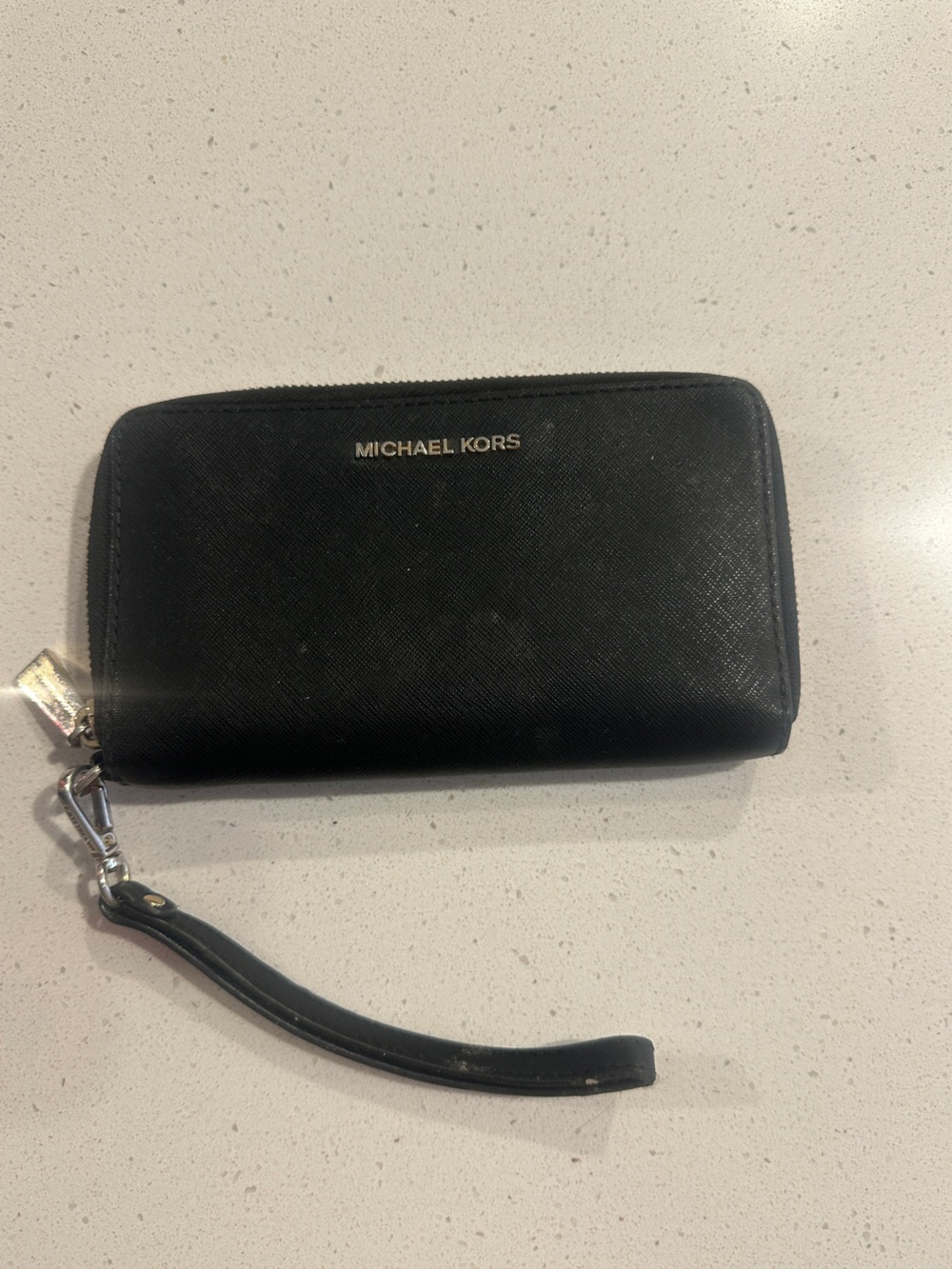 Michael Kors Black Zip Wristlet Wallet with Gold Logo